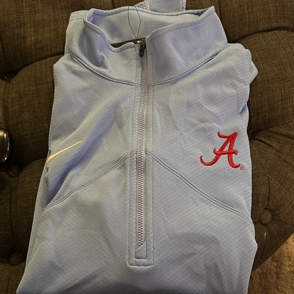 Nike Blue Dri-FIT 1/4 zip with Alabama A in red.  Size L.   Never worn.